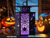 Halloween Haunted House Tealight Lantern SVG – Spooky Ghosts & Bats Candle Holder Digital Download |#U632|